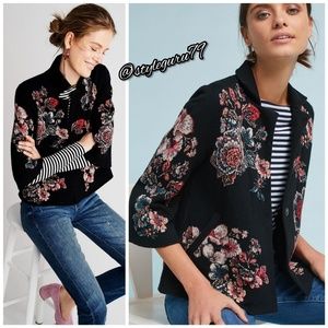 NWOT, Anthropologie, Jacquard Floral Sweater Blaze